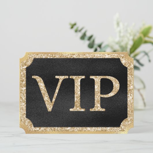 Zwart en Goud VIP-Eventkaartje Kaart (Staand voorkant)