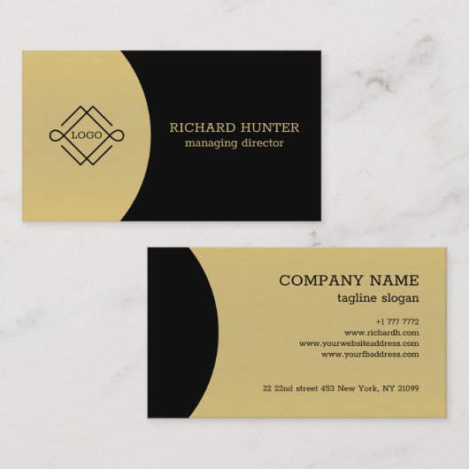 Zwart en goud visitekaartje (Voorkant / Achterkant)