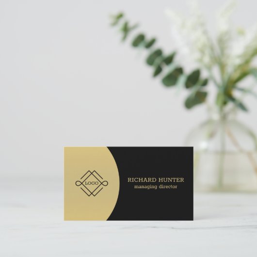 Zwart en goud visitekaartje (Staand voorkant)