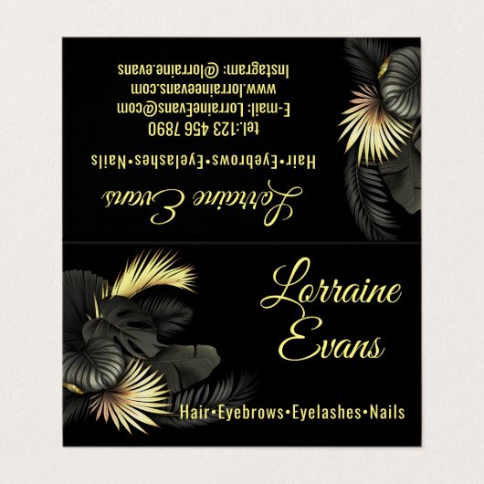 Zwart en goud. visitekaartje (Buitenkant ongevouwen)