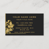 Zwart en Goud Visitekaartje Golden Flowers Lijst (Achterkant)