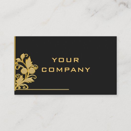 Zwart en Goud Visitekaartje Golden Flowers Lijst (Voorkant)