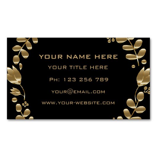 Zwart en Goud Visitekaartje Magneet Sjabloon (Voorkant)