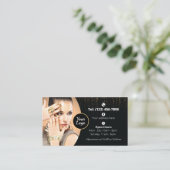Zwart en Goud Visitekaartje voor Nail Salon (Staand voorkant)
