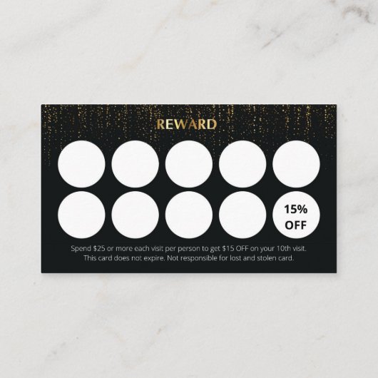 Zwart en Goud Visitekaartje voor Nail Salon (Achterkant)