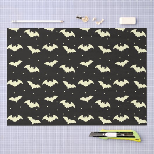 Zwart en Goud Vleermuizen Zwart Halloween Tissuepapier (Craft)