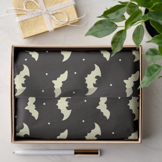 Zwart en Goud Vleermuizen Zwart Halloween Tissuepapier (Geschenk)