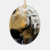 Zwart en Goud Vloeibare Marmeren Kunst Keramisch Ornament (Rechts)