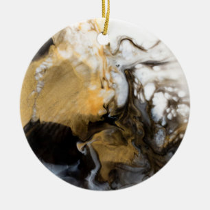 Zwart en Goud Vloeibare Marmeren Kunst Keramisch Ornament