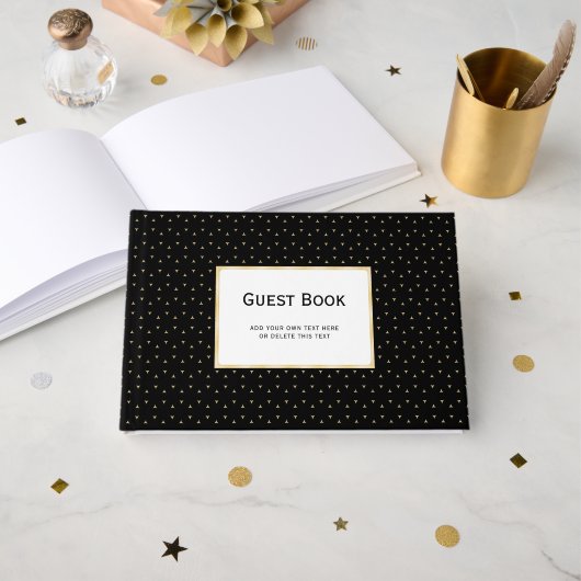 Zwart en goud Voeg je eigen tekst toe Gastenboek (Voorkant open)