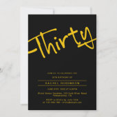 Zwart en Goud Volwassenen 30ste Verjaardagsfeest Kaart (Voorkant)