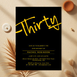 Zwart en Goud Volwassenen 30ste Verjaardagsfeest Kaart