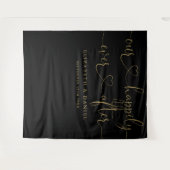 Zwart En Goud Voor Altijd Hart Script Trouw Wandkleed (Voorkant (horizontaal))
