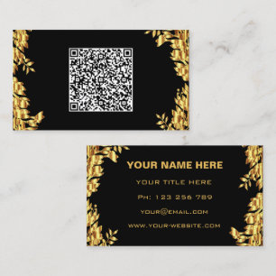 Zwart en goud voorbeeld van visitekaartjes met QR-