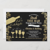 Zwart en goud voorraad de bar verlovingsfeest kaart (Voorkant)
