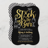 Zwart en goud voorraad de bar verlovingsfeest kaart (Voorkant / Achterkant)