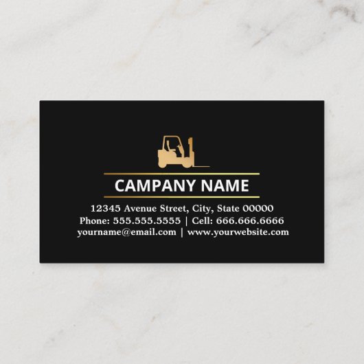 zwart en goud vorkheftruck, logistiek - Profession Visitekaartje (Achterkant)