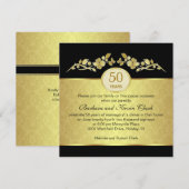 Zwart en goud, vouw 50th Wedding Jubileum Kaart (Voorkant / Achterkant)