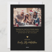 Zwart en goud Vrede Liefde en vreugde Script 5 Fot Feestdagenkaart (Achterkant)