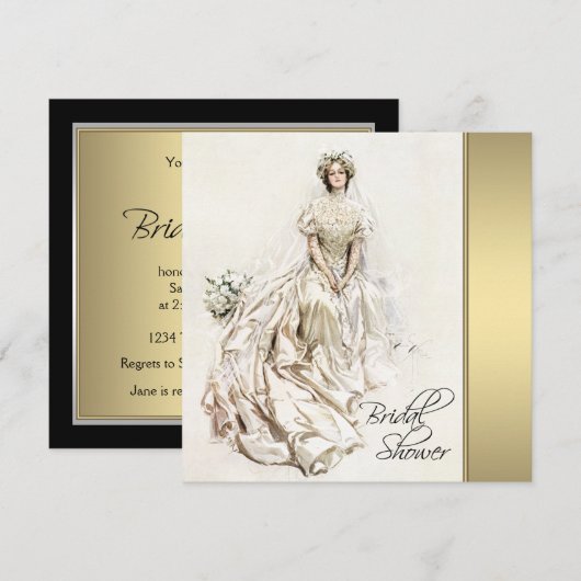 Zwart en Goud  Vrijgezellenfeest Kaart (Voorkant / Achterkant)