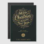 Zwart en goud vrolijk kerstfeest en gelukkig nieuw (Voorkant / Achterkant)