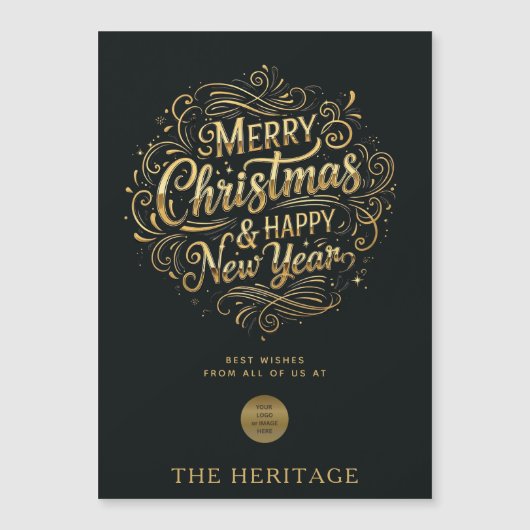 Zwart en goud vrolijk kerstfeest en gelukkig nieuw (Voorkant)