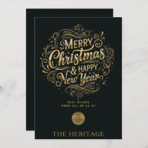 Zwart en goud vrolijk kerstfeest en gelukkig nieuw