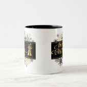 Zwart en Goud Vrolijk Kerstfeest Mok (Center)