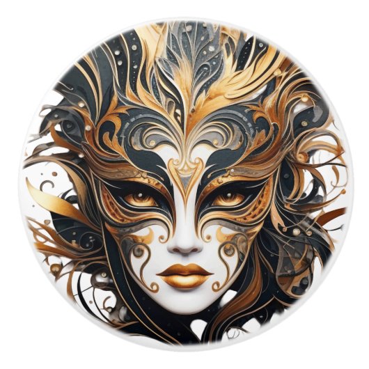 Zwart en Goud Vrouw Keramische Knoppen (Voorkant)