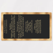 Zwart en Goud Waterdicht Ingrediënten Label (Design 1)