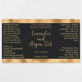 Zwart en Goud Waterdichte Cosmetica Druppelfles Labels (Design 1)