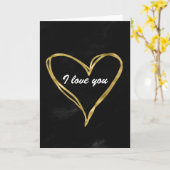Zwart en Goud Waterverf Hart Kaart (Gele Bloem)