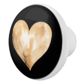 Zwart en Goud Waterverf Hart Keramische Knop (Rechts)