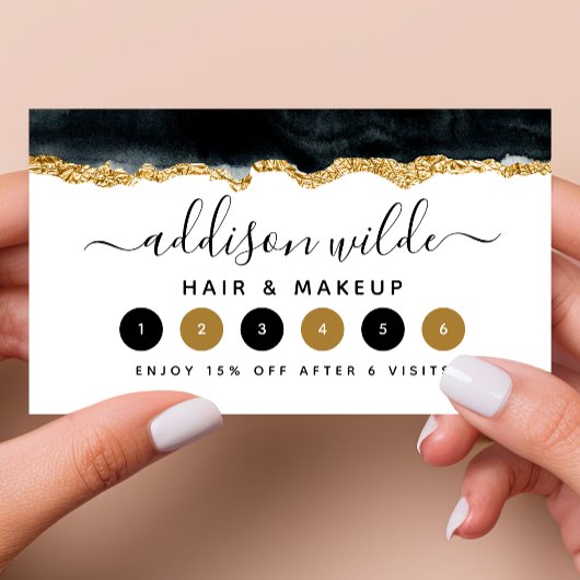 Zwart En Goud Waterverf Loyalty Card