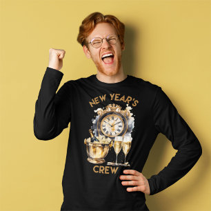 Zwart en goud Waterverf New Years Crew T-shirt