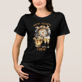 Zwart en goud Waterverf New Years Crew Tri-Blend Shirt (Voorkant)