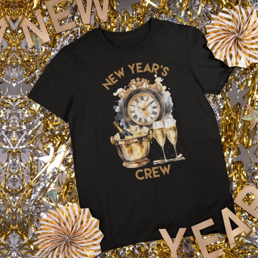Zwart en goud Waterverf New Years Crew Tri-Blend Shirt