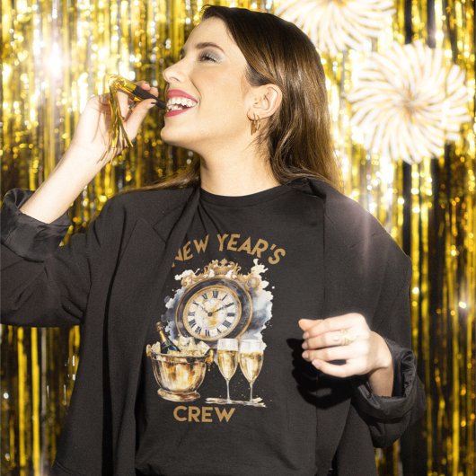 Zwart en goud Waterverf New Years Crew Tri-Blend Shirt