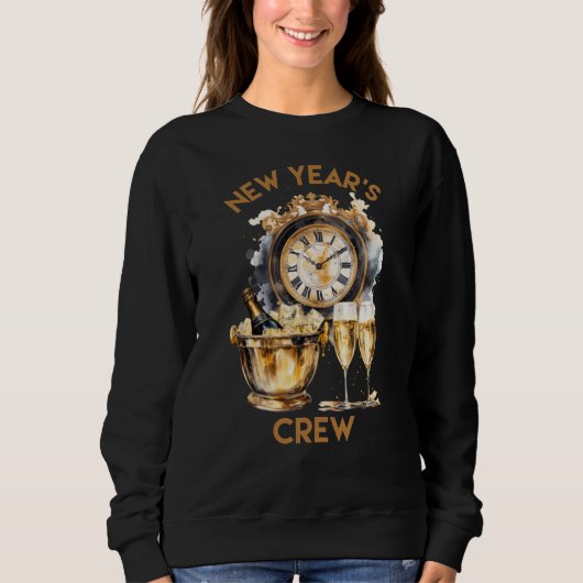 Zwart en goud Waterverf New Years Crew Trui (Voorkant)