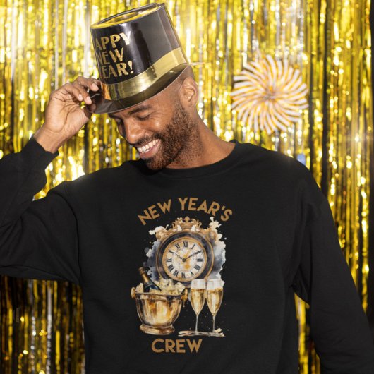 Zwart en goud Waterverf New Years Crew Trui