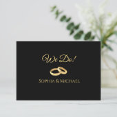Zwart en Goud-We Do-Wedding Ringen- RSVP Kaartje (Staand voorkant)