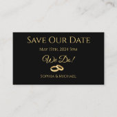 Zwart en Goud-We Do-Wedding Rings-Save The Date Visitekaartje (Voorkant)