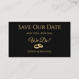 Zwart en Goud-We Do-Wedding Rings-Save The Date Visitekaartje
