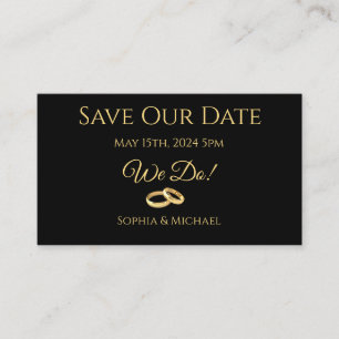Zwart en Goud-We Do-Wedding Rings-Save The Date Visitekaartje