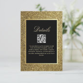 Zwart en Goud Wedding Details QR Code Informatiekaartje (Staand voorkant)