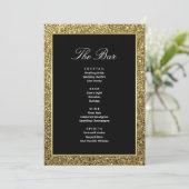 Zwart en Goud Wedding Drink Bar Menu Kaart (Staand voorkant)