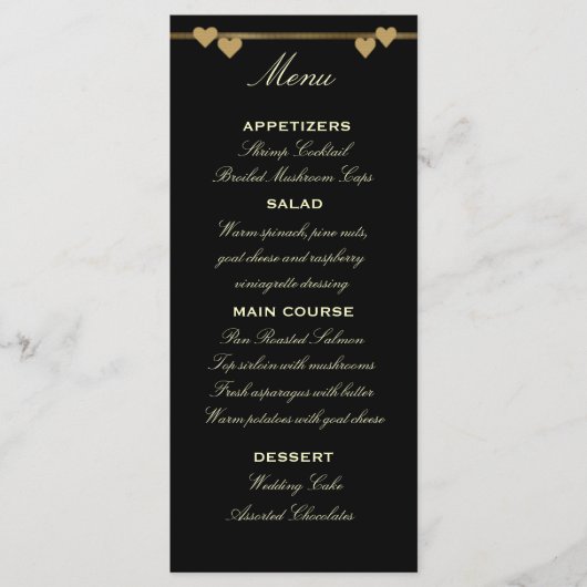 Zwart en Goud Wedding Menu Sjabloon (Voorkant)