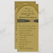Zwart en Goud Wedding Program Rack Kaart (Voorkant / Achterkant)