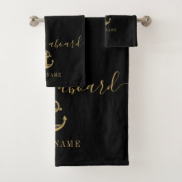 Zwart En Goud Welkom Aankomende Anker Boot Naam Bad Handdoek