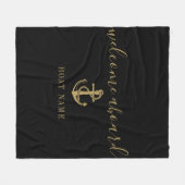 Zwart En Goud Welkom Aankomende Anker Boot Naam Fleece Deken (Voorkant (Horizontaal))